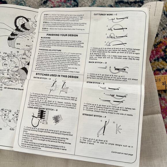 Vintage LeeWards Joys of Motherhood Cat Kittens Crewel Embroidery Open Kit Wool - Picture 13 of 14